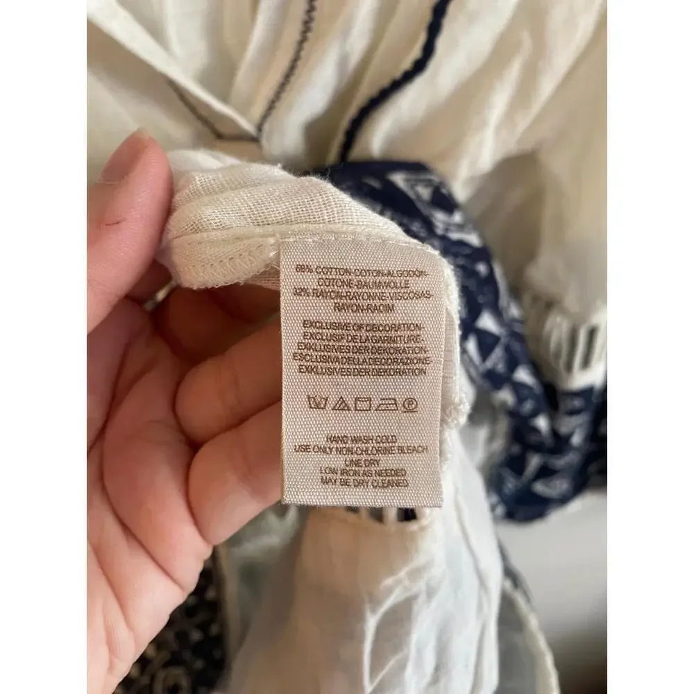 Free People Cotton Noyal Counting Stars Tunic Ivory White Size Small